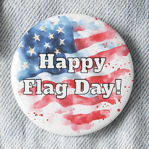 Glad Flaggdagen Vattenfärg Amerikansk Flagga Pinba Knapp