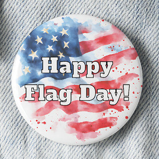 Glad Flaggdagen Vattenfärg Amerikansk Flagga Pinba Knapp