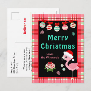Glad Flamingo God Jul Helg Vykort