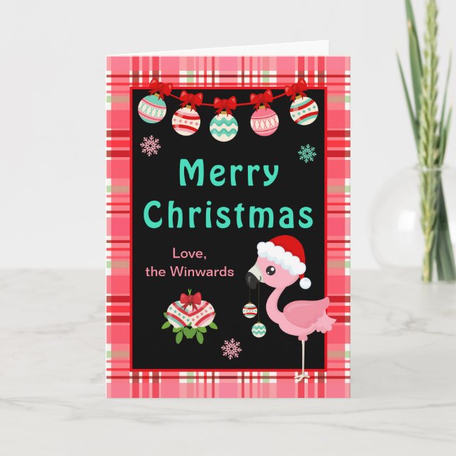 Glad Flamingo God Jul Helgkort (Framsida)