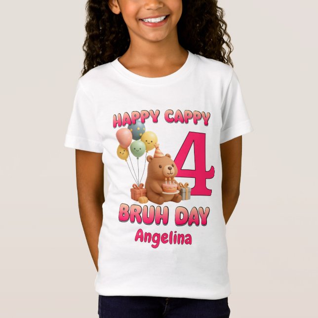 GLAD FLERMDAGS CAPPY FÖDELSEDAG Anpassad Kapybara  T Shirt (Framsida)