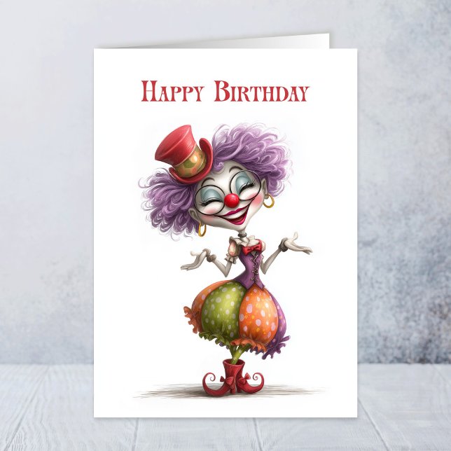 Glad Flicka Clown Födelsedagsgratulationskort Kort (Skapare uppladdad)