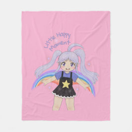 Glad flicka Handritad illustration – lite glad  Fleecefilt