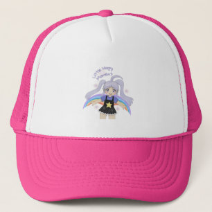Glad flicka Handritad illustration – lite glad  Keps