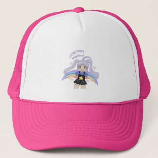 Glad flicka Handritad illustration – lite glad Keps