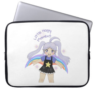 Glad flicka Handritad illustration – lite glad Laptop Fodral