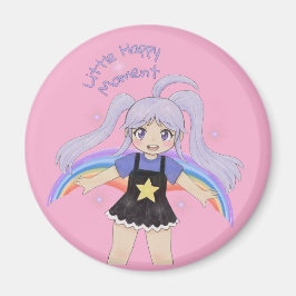 Glad flicka Handritad illustration – lite glad  Magnet
