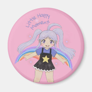 Glad flicka Handritad illustration – lite glad Magnet