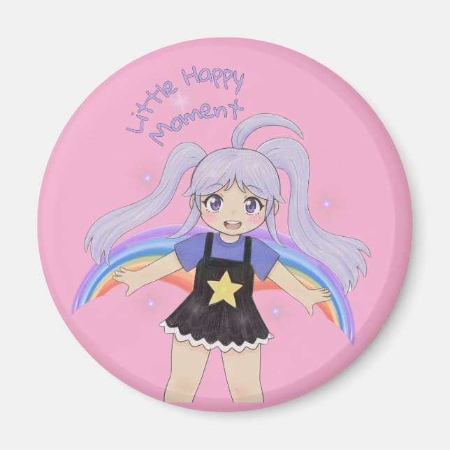 Glad flicka Handritad illustration – lite glad  Magnet (Framsidan)
