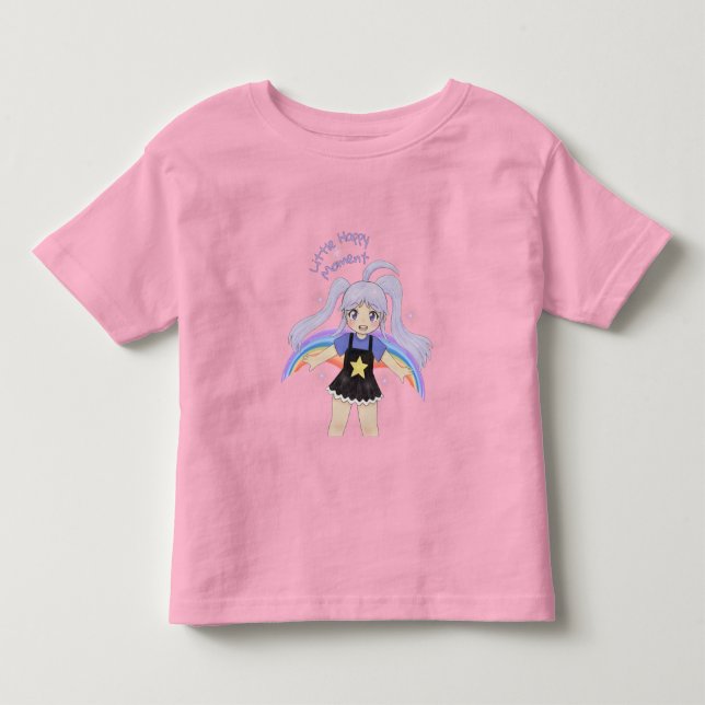 Glad flicka Handritad illustration – lite glad  T Shirt (Framsida)