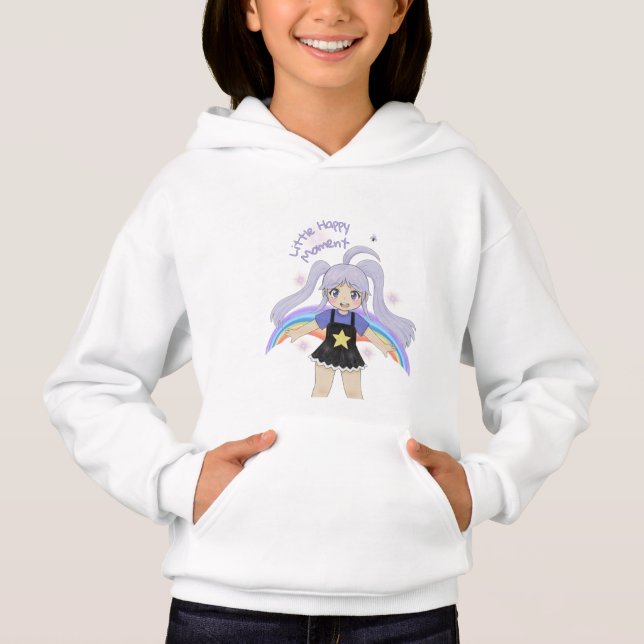 Glad flicka Handritad Illustration – Liten Lycka T Shirt (Framsida)