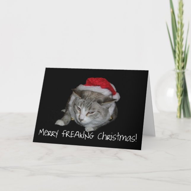 Glad flippa ur fet kattjulkort för jul helgkort (Framsida)