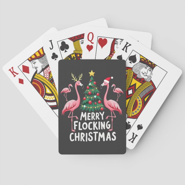 Glad flockande jul jul Flamingo Träd Casinokort (Baksidan)