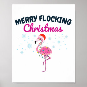 Glad flockande jul tropisk Florida flamingo Poster