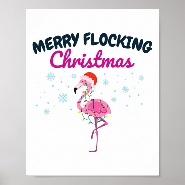 Glad flockande jul tropisk Florida flamingo Poster (Framsidan)