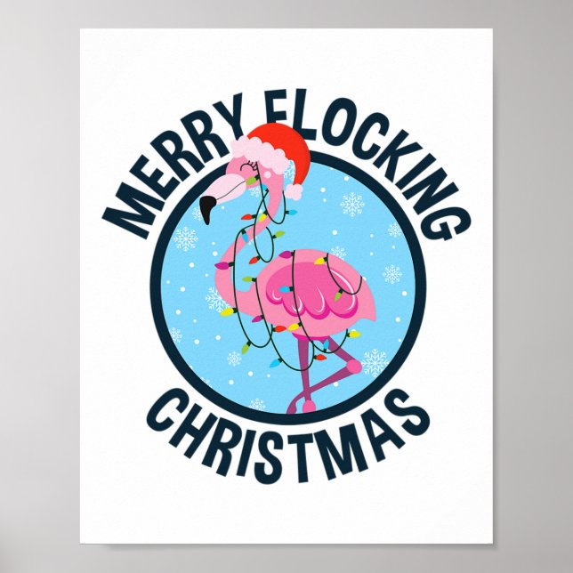 Glad flockande jul tropisk Florida flamingo Poster (Framsidan)
