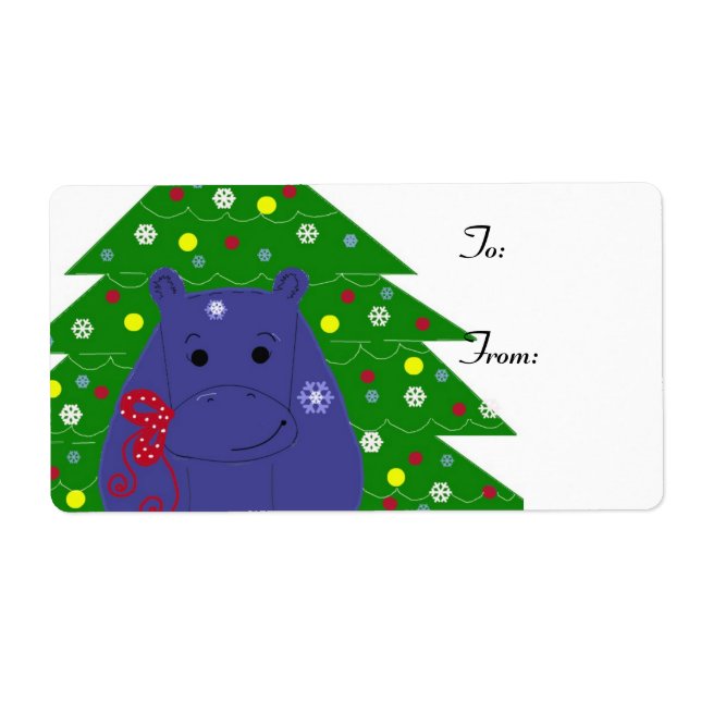 Glad flodhäst juldesign fraktsedel (Framsidan)
