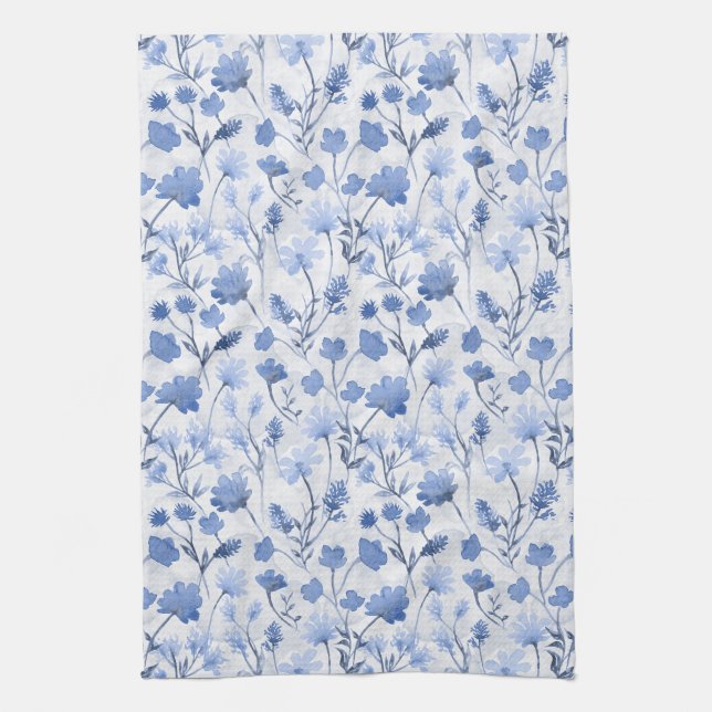 Glad Flora Kökshandduk - Indigo (Vertikal)