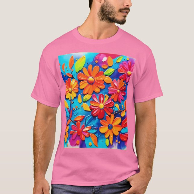 Glad floral konst t shirt (Framsida)