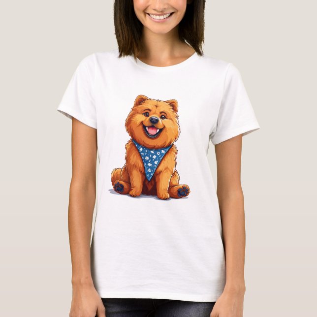 Glad, fluffig hund t shirt (Framsida)