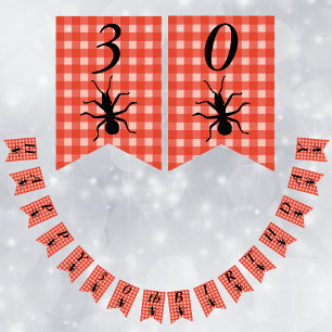 Glad födelsedag Big Black Ant Red White Play Vimplar