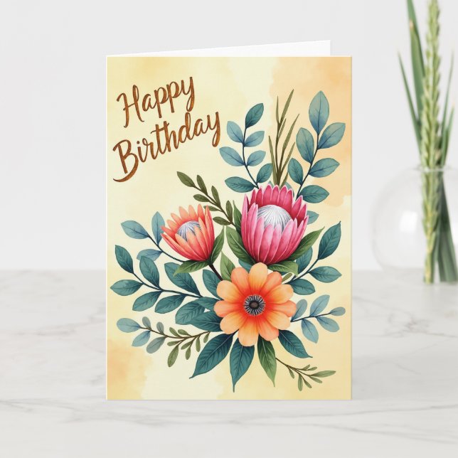 Glad födelsedag Blommig kort (Framsida)