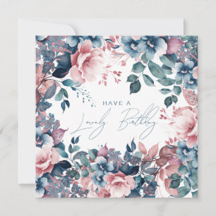 Glad födelsedag Bohemian Blue Garden Floral Kort
