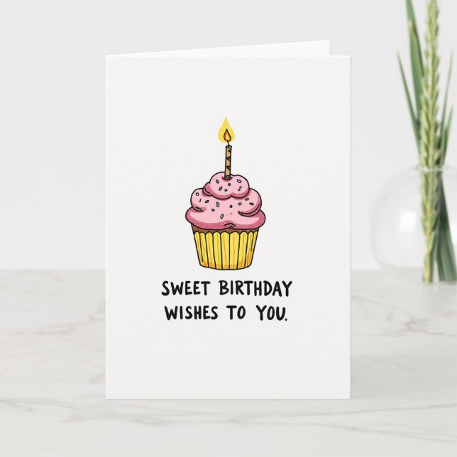 Glad Födelsedag Cupcake-kort Kort (Framsida)