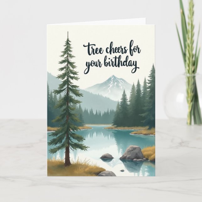 Glad födelsedag Evergreen Peak-kort Kort (Framsida)