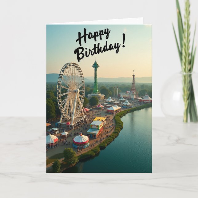 Glad födelsedag Ferris Wheel-kort Kort (Framsida)