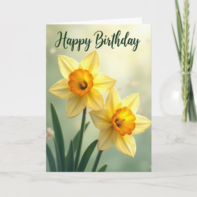 Glad födelsedag Gul Blommande Kort (Framsida)