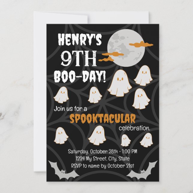 Glad födelsedag-inbjudan med halloween-tema inbjudningar (Framsida)