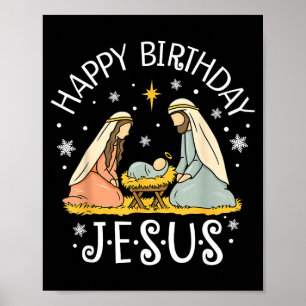 Glad födelsedag Jesus Fula jultröjor Kristus Poster