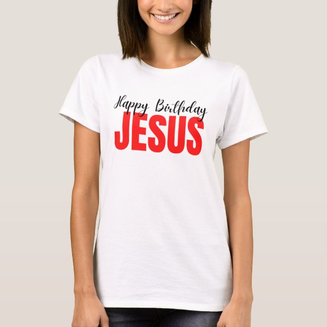 Glad födelsedag Jesus jul T Shirt (Framsida)