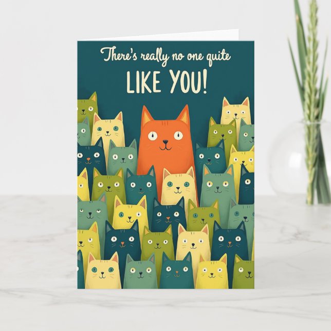 Glad Födelsedag Katt Illustrationskort Kort (Framsida)