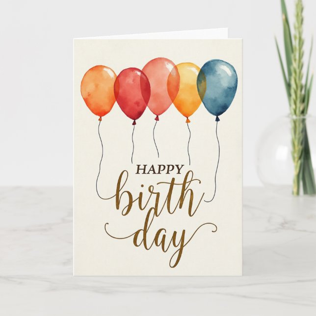 Glad Födelsedag Kort med Prickiga Ballonger (Framsida)