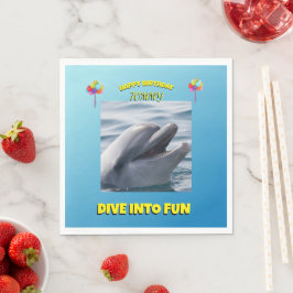 Glad födelsedag med delfin pappersservett