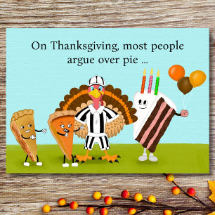 Glad födelsedag på Thanksgiving Pajer, Kalkon, Tår Kort