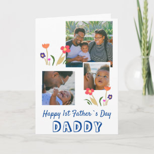 Glad födelsedag pappa 1:a fars dag Blomma 3 Foto Kort