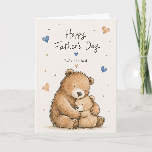Glad födelsedag pappa Söt björn hälsning Kort (Framsida)