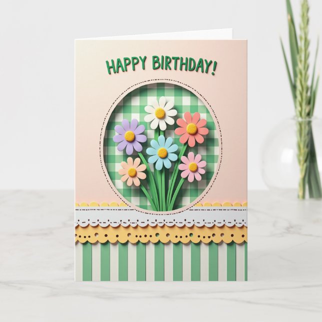 Glad födelsedag Pastellblommor Kort (Framsida)