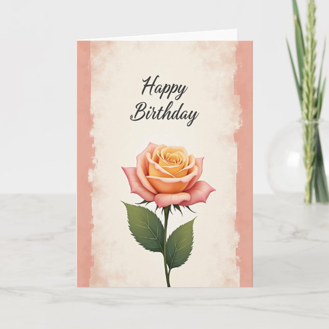 Glad födelsedag Peach Rosa Kort (Framsida)
