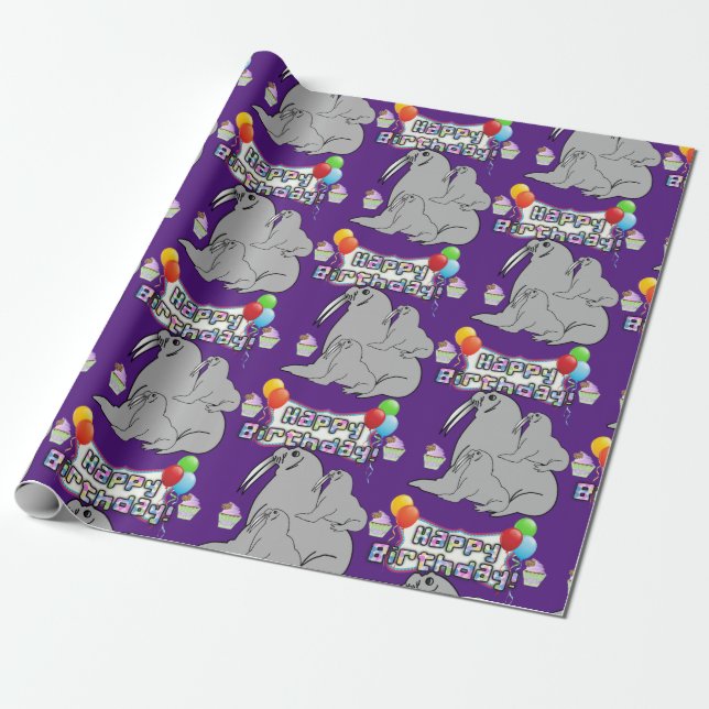 Glad födelsedag Presentpapper Tätning Cupcake (Utrullad)
