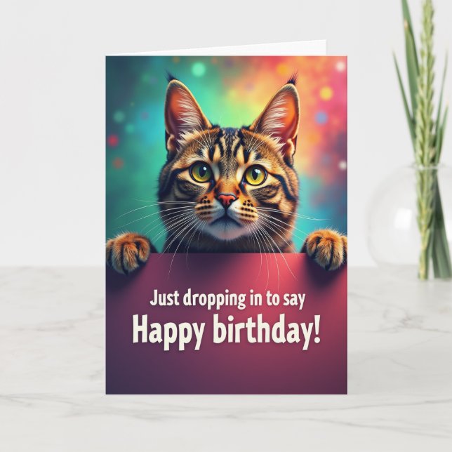 Glad födelsedag randig katt-kort kort (Framsida)
