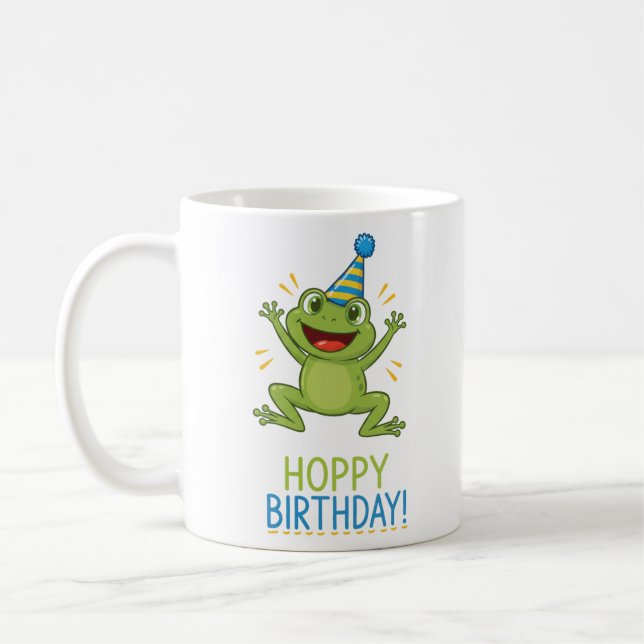 Glad födelsedag rolig groda barn kaffemugg (Vänster)