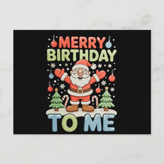 Glad födelsedag till mig jul tomte jul julafton helg vykort (Framsida)