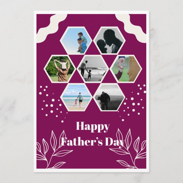 Glad födelsedag till pappa Hexagon Fotokollage Pla Kort (Framsida)