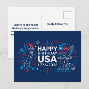 Glad födelsedag USA 250 Helg Vykort