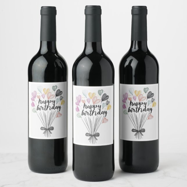 Glad födelsedag vinetiketter vinflaska etikett (Flaskor)