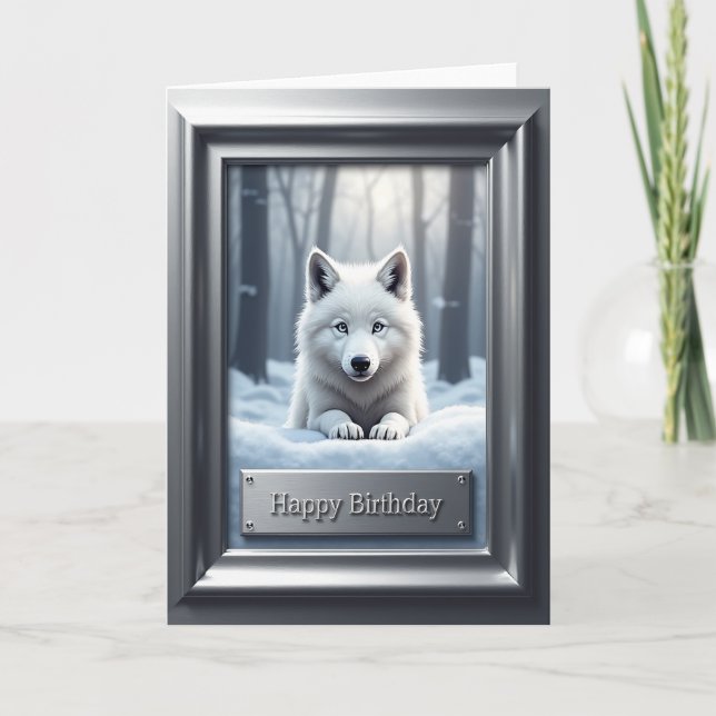 Glad födelsedag Vit Hund Kort (Framsida)